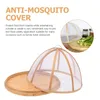 Conjuntos de louças Mosquito Capa Tecido Cesta de Armazenamento Tampa Redonda Cozinha Decorar Prato Ferramenta Bambu Tecelagem Personalizável Capas de Silicone