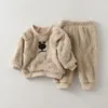 Clothing Sets Spring Baby Boy Girl Autumn Fleece Sweatshirt Trousers Toddler Kids Pajamas Warm Tops Pant Outwear 231201