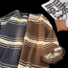 T-shirts pour hommes Foufurieux Casual T-shirt à manches courtes Hommes Loose Color-Block Stripe T-shirts à manches courtes Summer Couple Tops Vêtements masculins