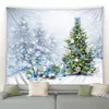 Tapestries Snowman Christmas Tapestry Winter Pine Tree Snowflake Birds Forest Park Landscape Xmas Wall Hanging Home Living Room Decor Mural 231201