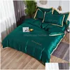 Ensembles de literie Quatre pièces Soie Coton King Queen Taille Soft Imprimé Couette Er Taie d'oreiller Couette Marque Lit Couettes Livraison Rapide Drop Dhn54