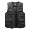 Men's Vests Winter Multiple Pockets Tank Top Coat Warm Vest Jacket Stand Collar Cardigan Sleeveless Jackets Techwear