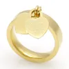 дизайнерские ювелирные изделия с сердцем из титана 316L, позолоченные, в форме сердца, модные женские кольца с надписью T и двойным сердцем для мужчин203c