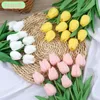 Torkade blommor Tulpan Flower Artificial Bouquet 35st Pe Foam Fake Wedding Decoration Home Garden Gift 231130