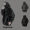 Męskie bluzy bluzy QWeek Hooded Gothic HARAJUKU PULOVER HIPHOP Black Hoodie Oversize BF Style ciemny golf Casual Punk Ubrania Cool 231201