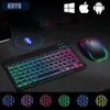 Tangentbord 10 tum bakgrundsbelyst Bluetooth -tangentbord trådlöst tangentbord Bluetooth Mini för spanska ryska tangentbord RGB Backbelysta laddningsbara 231130