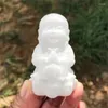 Estatuetas decorativas 7cm mármore branco natural jade buda estátua cura cristal fengshui moda budismo decoração para casa presente 1 peça