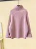 Womens Two Piece Pants Autumn and Winter Warm Set Elegant Turtle Neck Sticked Loose Sweater Woolen 4XL 231201