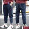 Jeans Ragazzi Vestiti 3-11T Pantaloni lunghi in cotone primaverile Bambini Bambini Pantaloni stile coreano Denim Adolescenti Pantaloni di alta qualità F1203 Consegna di goccia B Dhcws