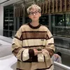 Men's Hoodies Sweatshirts High end design sweater lazy autumn and winter large size loose Hong Kong style fat men's simple stripes y2k tops 231201