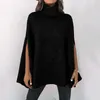 Women's Sweaters Spring And Autumn Turtleneck Poncho Sweater Fashion Chunky Knit Cape Wrap Solid Colour Pullover Jumper Tops