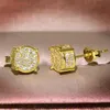Männer Frauen Ohrringe Ohrstecker Gelb Weiß Gold Überzogen Funkelnden Künstlichen Diamant Ohrring Für Hochzeit Party Verlobung Jewelry339S