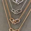 Blue Box TF ClassicDesigner TIFF NETLACE TOP High Edition Tijia New Sterling Silver S Double Ring Bucklace with miamonds k Rose Rose Gold Bone