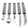 Dinnerware Sets 5 Pcs Serving Utensils Forks Knives Eating Adaptive Elderly Knife Stainless Steel Cutlery Flatware