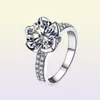 Yhamni Original 925 Sterling Silver Wedding Rings for Women Romantic Flower Formed Inlay 3 Carat Cz Diamond Engagement Ring HOLES4637629