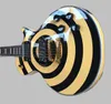 Zakk Wylde Bullseye 크림 블랙 일렉트릭 기타 EMG 8185 픽업 골드 트러스로드 커버 화이트 걸덕 블록 지판 인레이 258