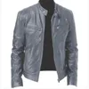 Heren Jassen Mode Leren Jas Slim Fit Stand Kraag PU Casual Rits Mannelijke Winddicht Motorfiets Revers 8 Kleuren 231201