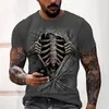 2023 Nuevo comercio exterior de manga corta Europa y Estados Unidos Moda callejera Hombres Cómoda camisa casual con cuello redondo Camiseta con estampado de calavera en 3D