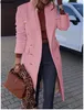 Kvinnors dike rockar Autumn Winter Women Jackor Lapel Wool Coats