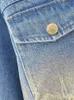 Kamizelki damskie krawat farbowanie mody dżinsowe kurtki dla kobiet lapelowe długie rękawy pojedynczy piersi płaszcz płaszcza streetwearu Y2K Tops 231201