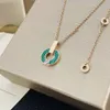 2024 Designer Bulgaria Baojia Round Cake Coin Titanium Steel Inlaid Ceramic Necklace Women's Full Diamond Rose Gold Fashion Pendant Net Red Collar Chain