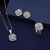 Elegant Lab Diamond Jewelry set 925 Sterling Silver Party Wedding Rings Earrings Necklace For Women Promise Moissanite Jewelry283h