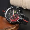 6AA Ferrar Wrist Watches for Men 2023 New Mens Watches All Dial Work Quartz Watch High Quality Top Luxury Brand Chronograph Clock Fashion Rubber Belt
