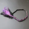 Berets 652F Flapper Headband Masquerade Headpiece Feather Woman Carnivals Mardi Gras Feathers Gatsbys