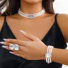 Ensembles de bijoux de mariage 3pcsset multicouche imitation perle chaîne collier bracelet pour femmes mariée goth boucles d'oreilles ensemble accessoires 231201
