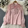 Two Piece Dress Summer Luxury 2 Sets French Fashion Suit s Long Sleeve Embroidery Shirt Tops High Waist Jacquard Half Skirt Outfits 231201