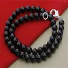 Choker Women's Necklace 8mm Black Round Beads Abs Acrylic Glass Crystal