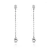 Boucles d'oreilles pendantes BLIJERY mode coréenne Simple tempérament pendant pour les femmes cubique zircone goutte boucle d'oreille bijoux de mariage de mariée