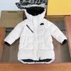 Nieuwe designer baby jassen winter lange donskind jas Maat 110-160 Logo afdrukken kinderkleding hooded meisjes Uitloper Nov25