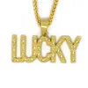 Kristall Brief Glück Anhänger Halsketten Goldene Bling Schmuck Geschenke Männer Frauen Hip Hop Charme Strass Ketten Viel Luck2730