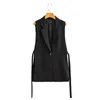 Women's Jackets Women 2023 Summer Fashion Solid Side Split One-Button Vest Vintage Female Sleeveless Outerwear Suit Chic Outwear