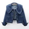 Damenjacken Frauen Denim 2023 Koreanischer Seemannskragen Mode Lange Ärmel Knopf Jean Mantel Vintage Ernte Weibliche Beiläufige Lose Outwear