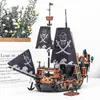 Suprimentos de brinquedos de Natal 1328pcs criativo o preto pérola pirata jack sparrow navio blocos de construção barco diy tijolos brinquedos aniversário presente de natal para crianças 231129