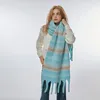 Sciarpe Sciarpa a righe viola a contrasto per donna Inverno Plus Scialle in velluto addensato calda coperta con nappe Impacchi lunghi termici morbidi e leggeri