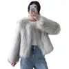 Women's Fur Thicken Patchwork Faux Coats Winter Warm Furs Overcoats Loose Office Lady Fluffy Women Casual Short Jacket T848