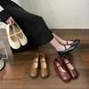 Geklede Schoenen Bailamos Lente Dames Vintage Flats Knop Vierkante Neus Mary Janes Casual Schoenen Instapper Comfort Loafers Schoenen Balletschoen 231130