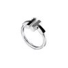 Scatola blu TF Anello tiff di design classico top T Family S Argento sterling Doppia colla a goccia Anello con diamanti smaltati neri per uomo e donna Ti Coppia semplice e versatile