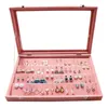 Sieradendoosjes Roze stofdichte glazen deksel oorbel displaydoos sieraden stud 231201