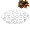 Décorations de Noël Jupe d'arbre 60 cm Flocon de neige argenté Doux Anti-dérapant Paillettes Décoration blanche