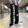 Erkekler Pantolon Hip Hop Erkek Pantolon Joggers Swearpants High Street Rahat Geniş Bacak Pantolon Düz Baskı Y2K Sokak Giyim Erkek Pantolon 231130