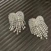 Stud Earrings Heart Shape Crystal Chain European American Style Personality Fashion Ms Wedding Accessories Wholesale