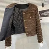 Vestes pour femmes hiver style parfumé bouton en métal épais tweed coton manteau court femmes café femme laine de haute qualité