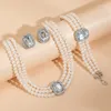 Ensembles de bijoux de mariage 3pcsset multicouche imitation perle chaîne collier bracelet pour femmes mariée goth boucles d'oreilles ensemble accessoires 231201