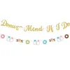 Party Decoratie Donut Bruids Douche Decor Donut Mind If I Do Banner Zoete Bloemen Roze Teal Ring Garland Vrijgezellin