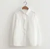 Kvinnor BLOUSES SPRING Autumn Art Cotton White Blus långärmad skjorta kvinnlig student yrkesarbete mångsidig smal fit mode tops