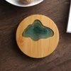 Ensemble de plateaux à thé, sous-verres en résine de bambou, rond ou carré, support de tapis de tasse, livraison directe